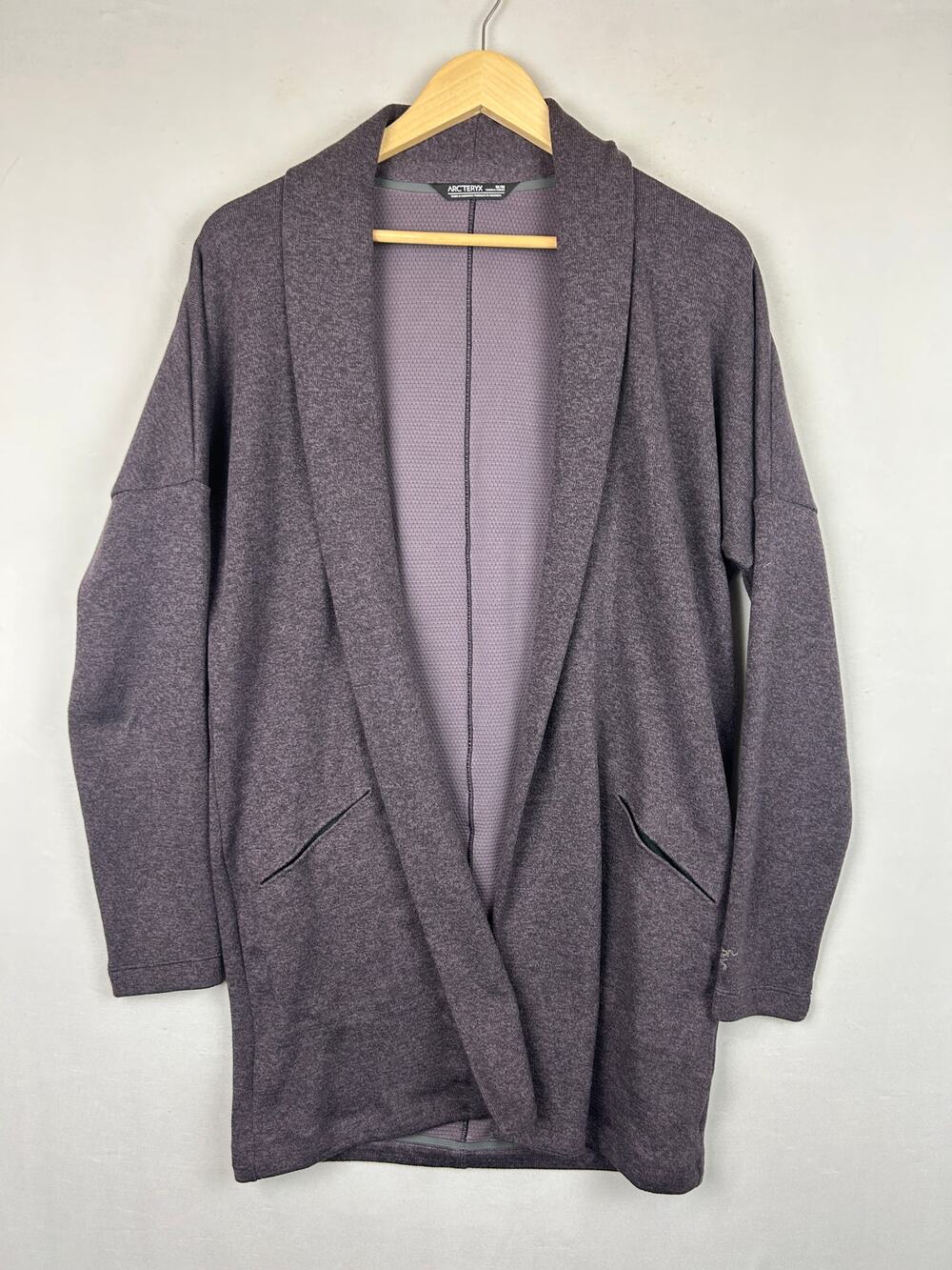 Arc'teryx Laina Open Front Cardigan Sweater Long Plum Mauve Women's Size M